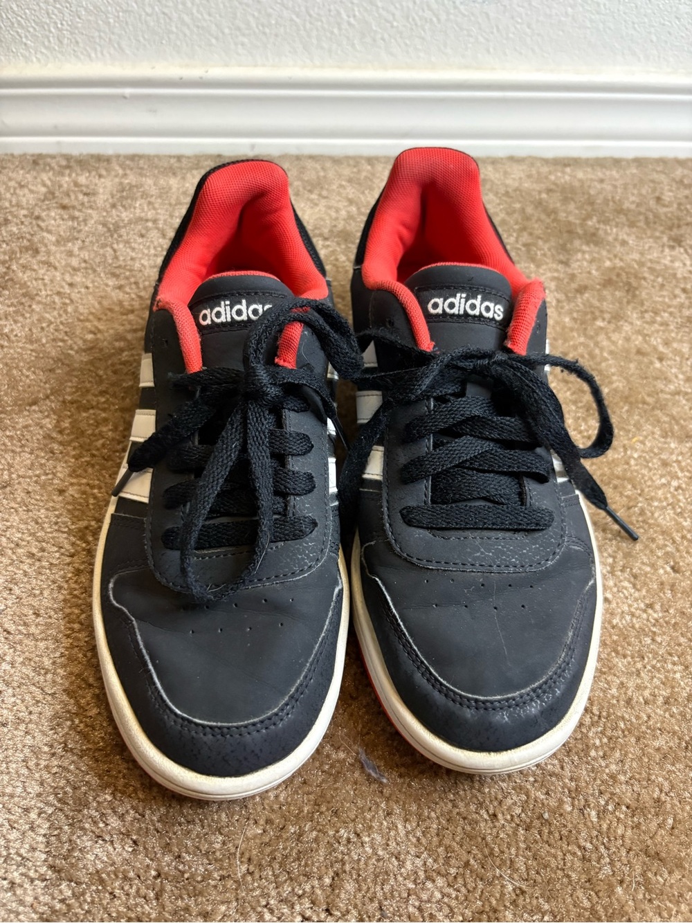 adidas Kids Black Sneakers with Red Lining